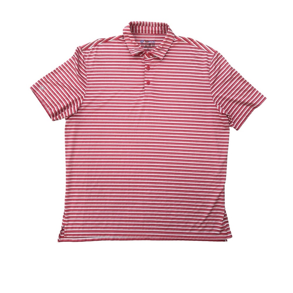 IBKUL Polo Shirt Mens XXL Red/Pink Performance Golf‎ Stretch Stripe Short Sleeve